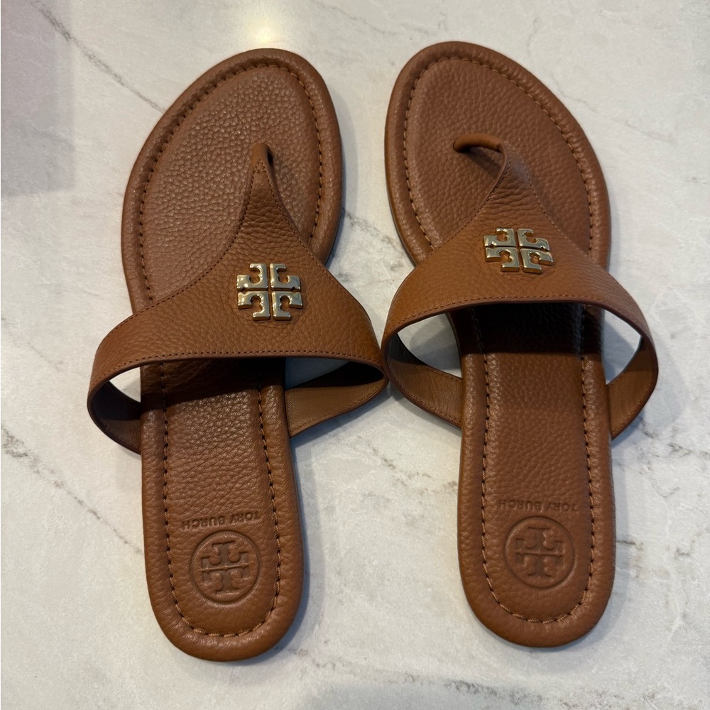 Tory Burch Brown Leather Sandals Size 7.5 Jolie